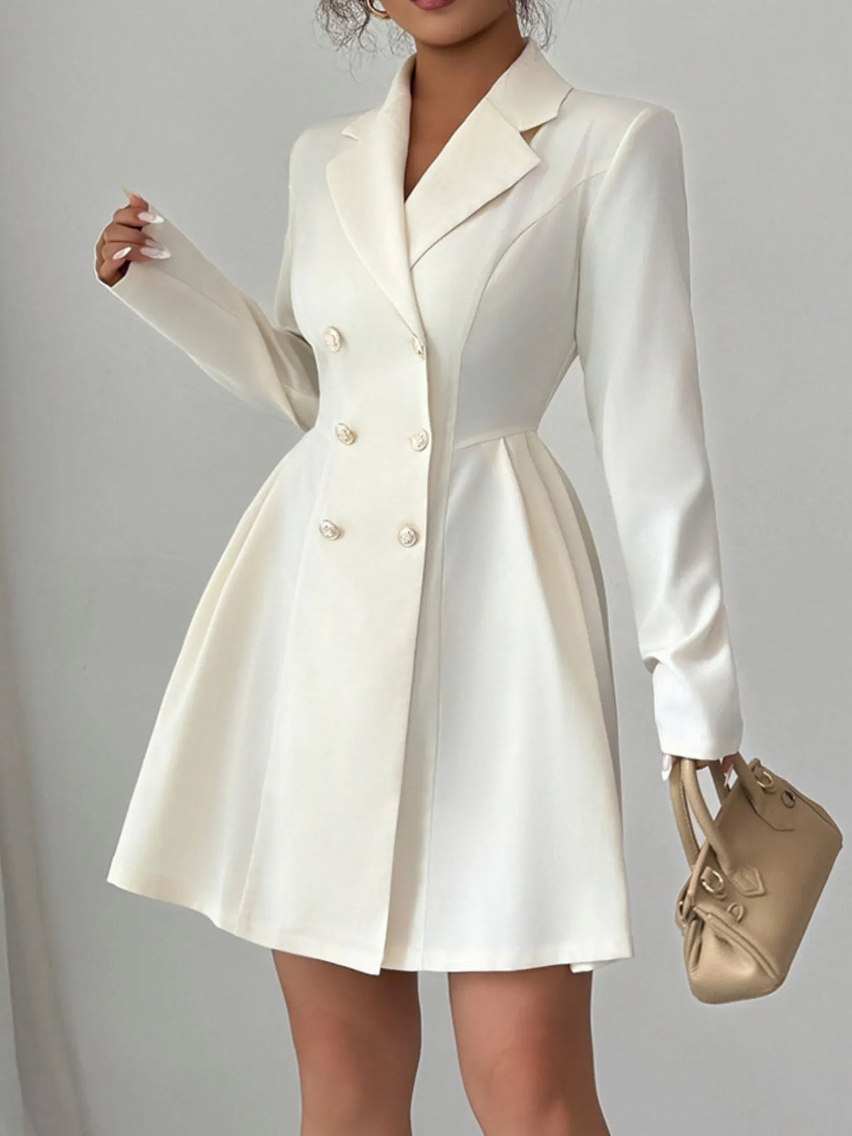 Double-Breasted Blazer Dress in Apricot