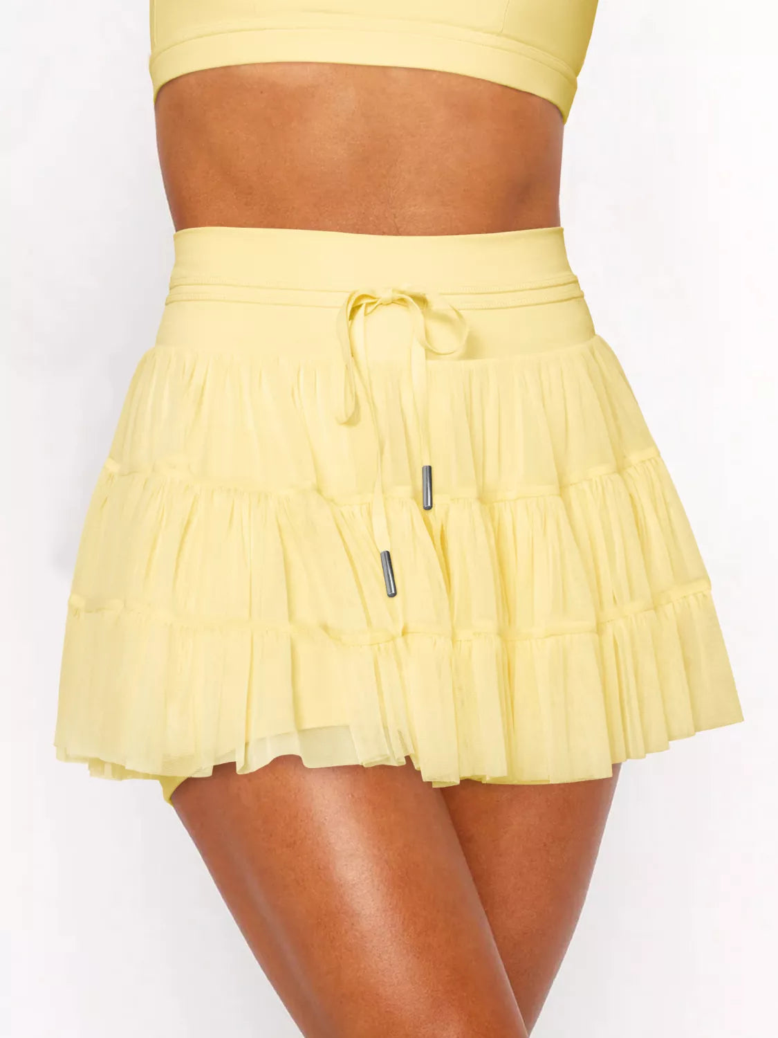 Tiered Drawstring Skort in Dusty Pink