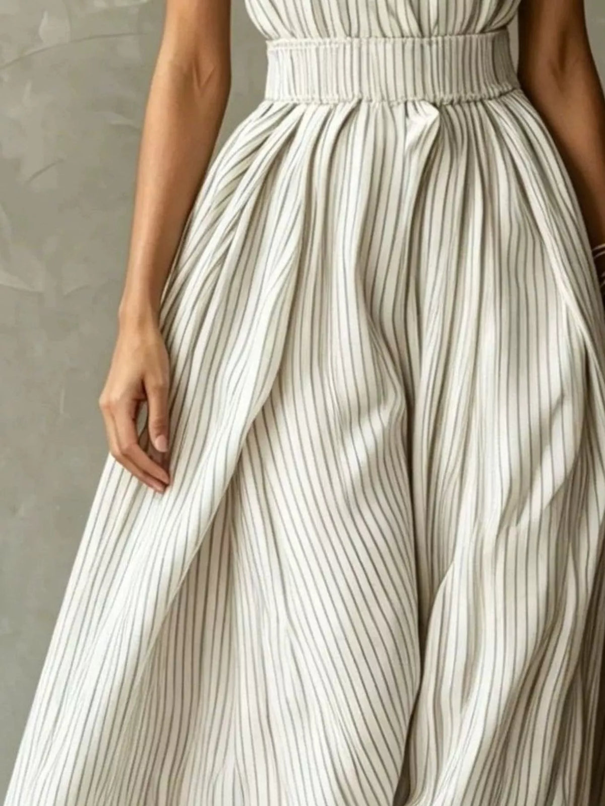 Striped Smocked Mock Neck Maxi Dress