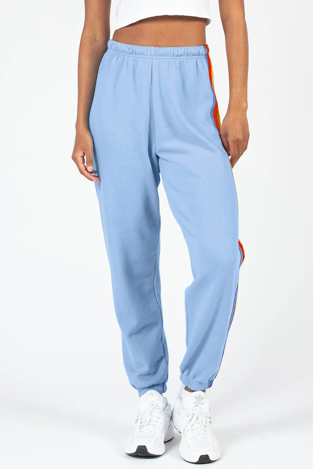 Contrast-Striped Elastic-Waist Active Pants