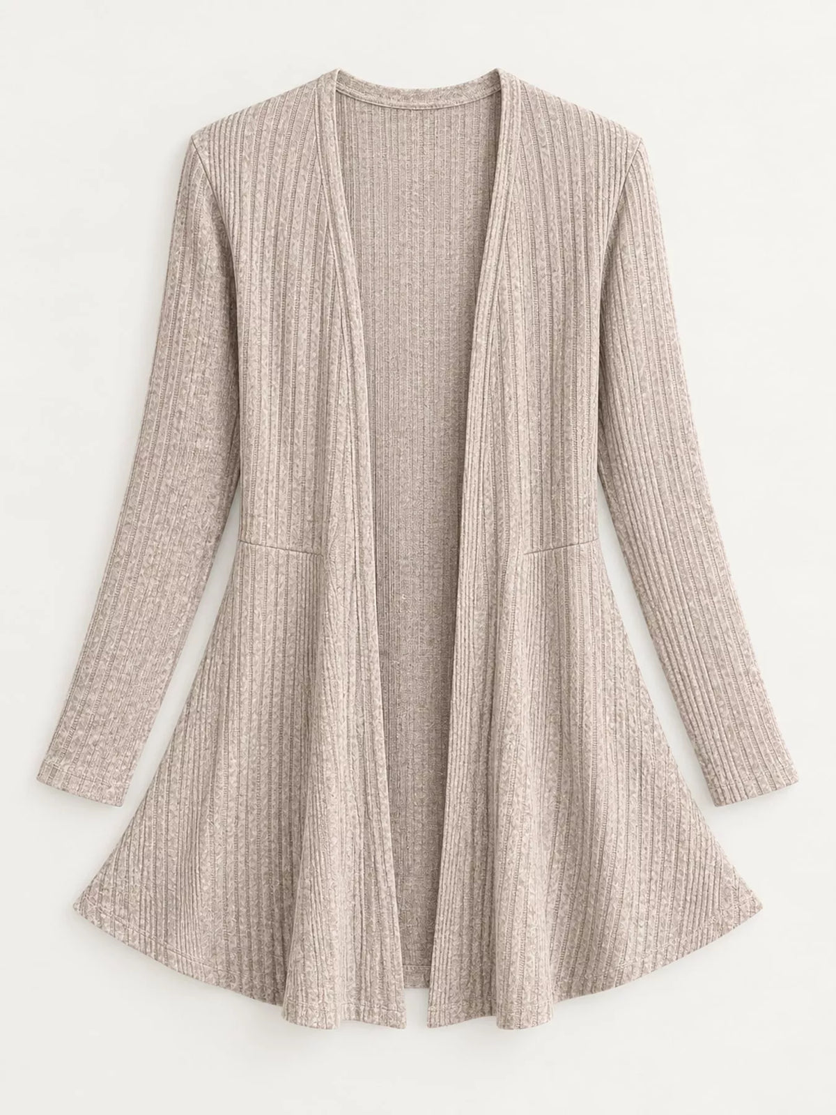 Ribbed Knit Open-Front Cardigan