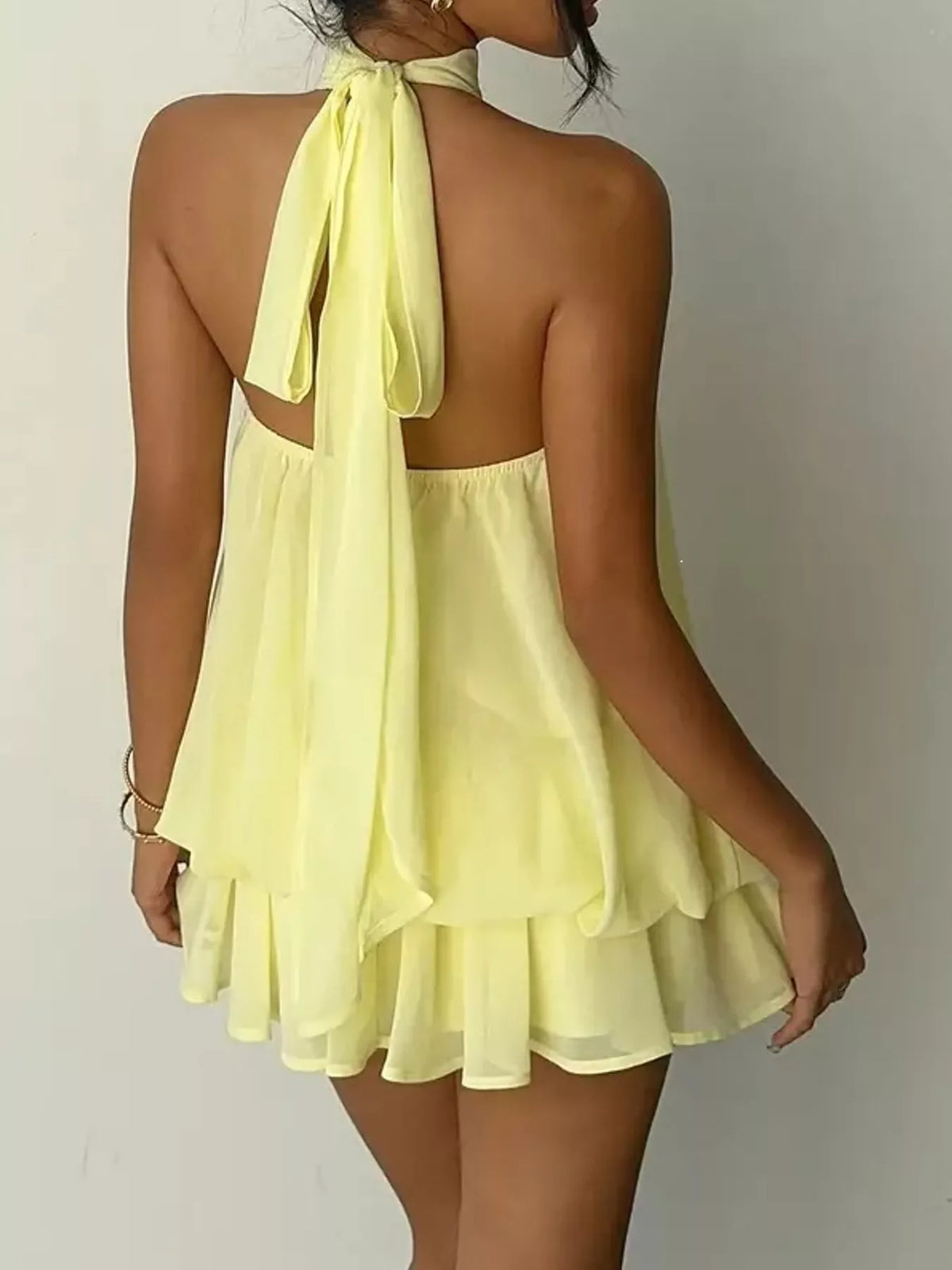 Halter Neck Ruched Mini Dress