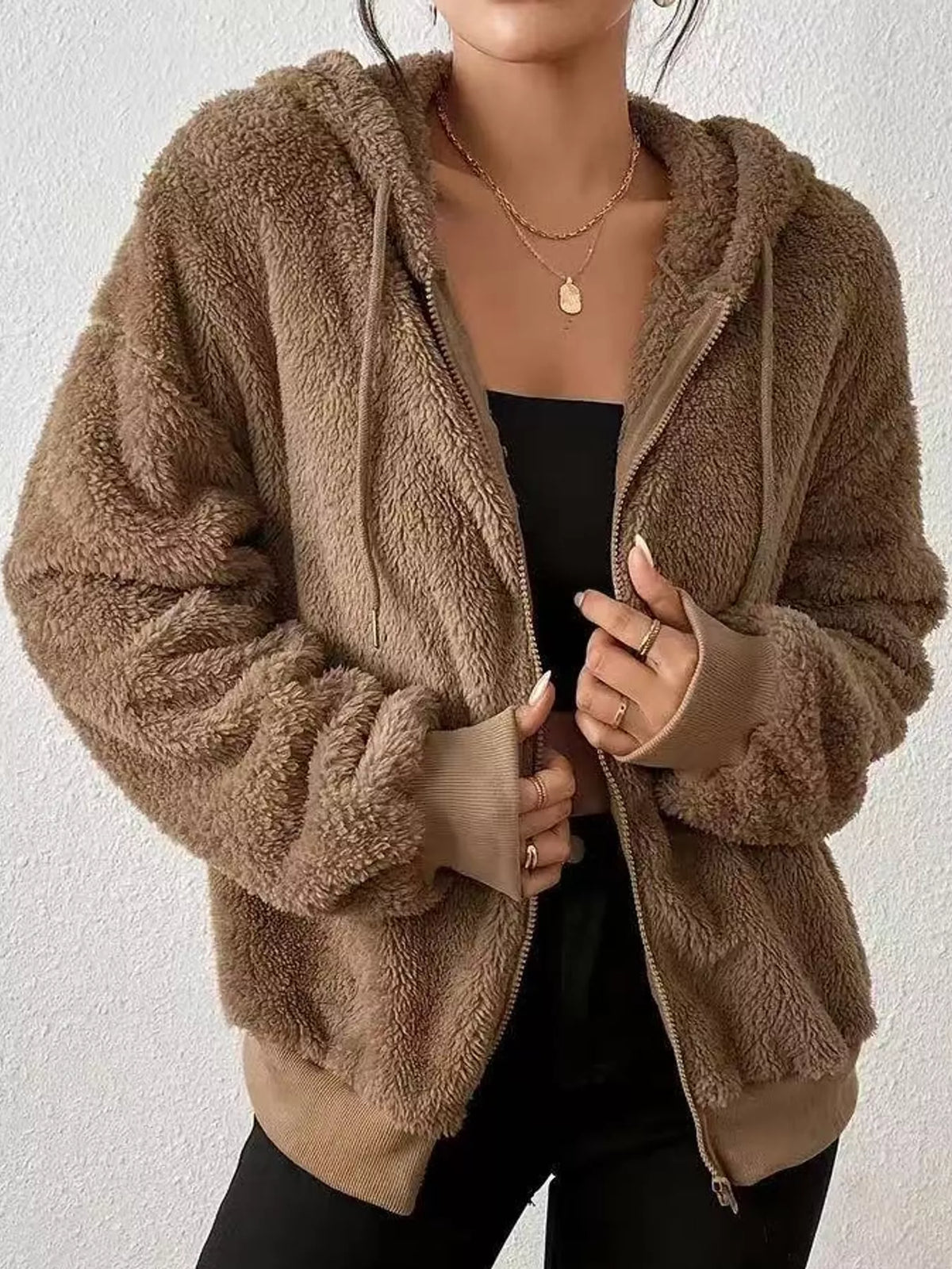 Fleece Zip-Up Hooded Jacket