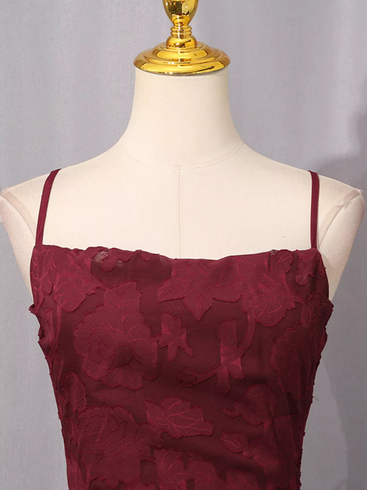Lace-Up Spaghetti Strap Maxi Dress in Burgundy