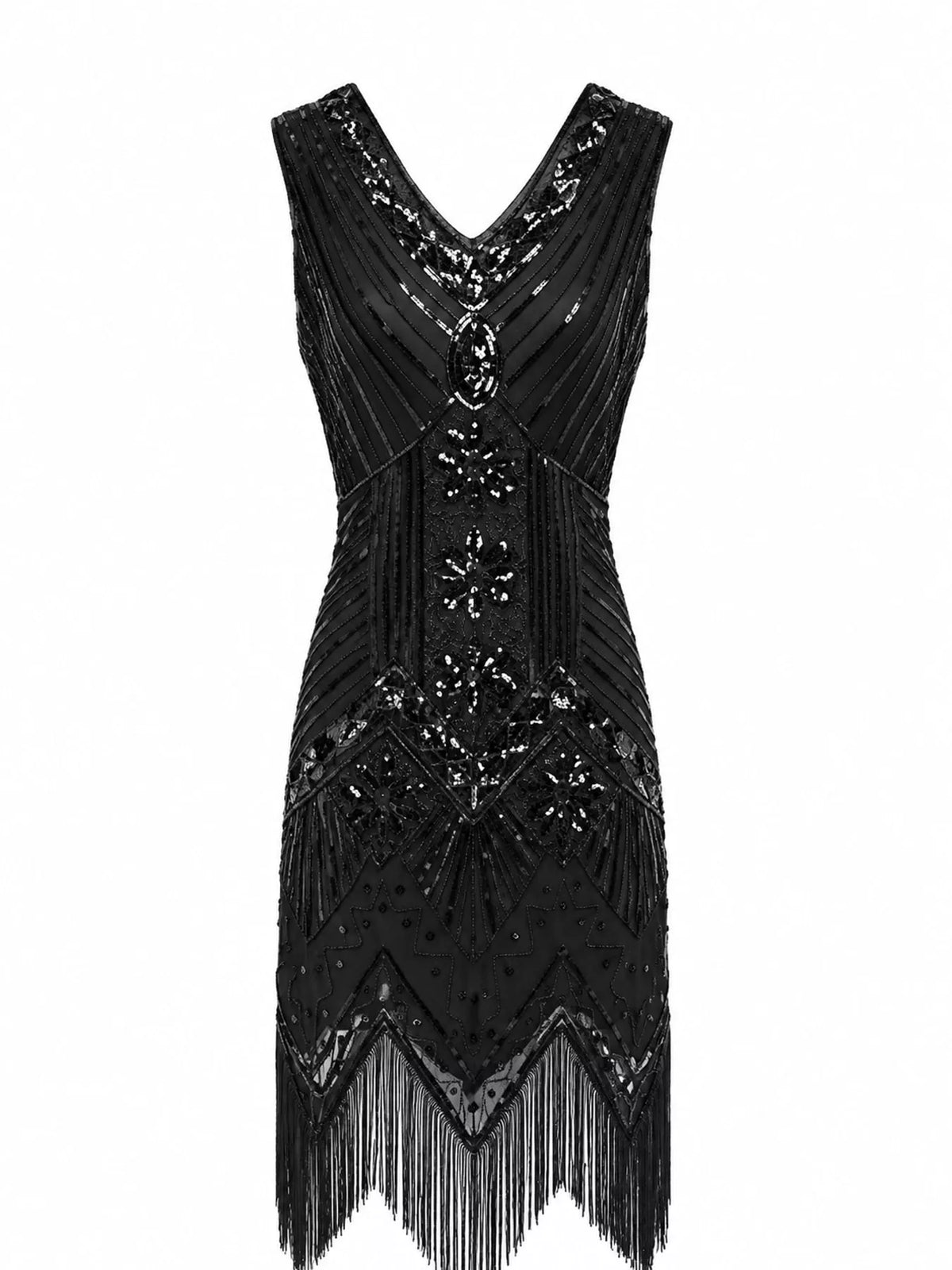 Sequin Fringe Hem Sleeveless Dress