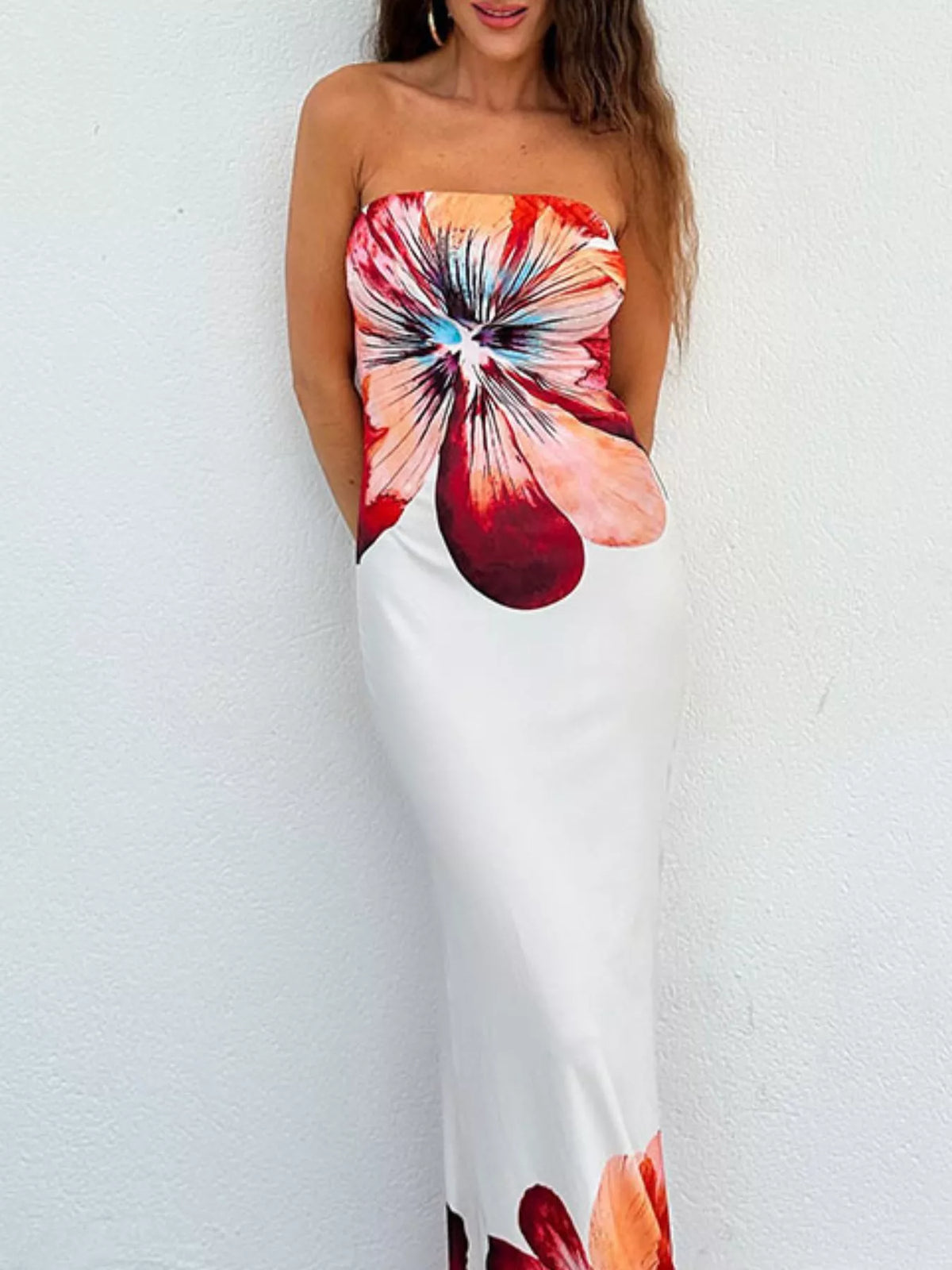 Floral Print Strapless Bodycon Maxi Dress by Calliope