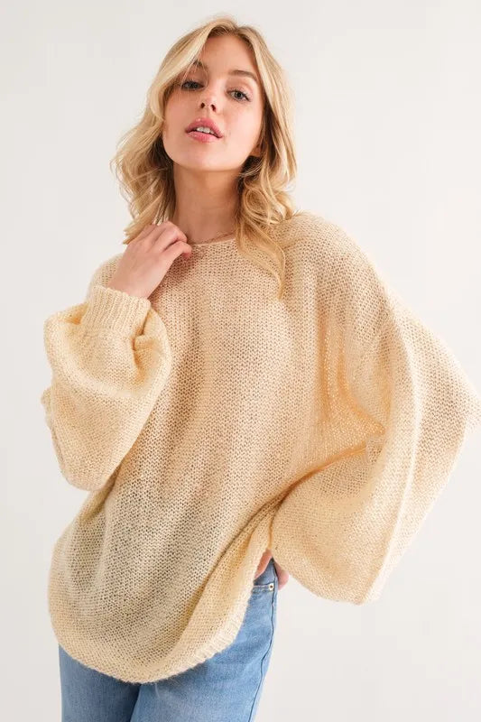 And The Why Sequined Pullover Sweater in Cream