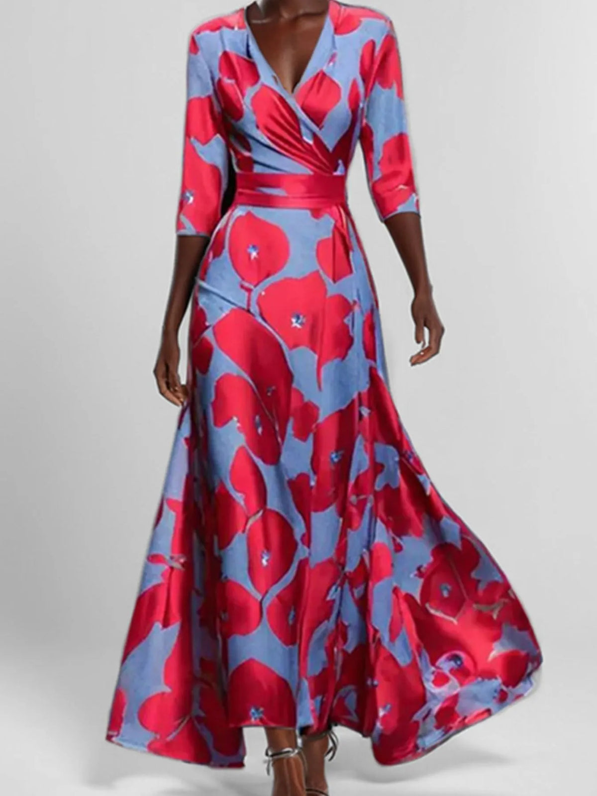 Floral Print Wrap Maxi Dress