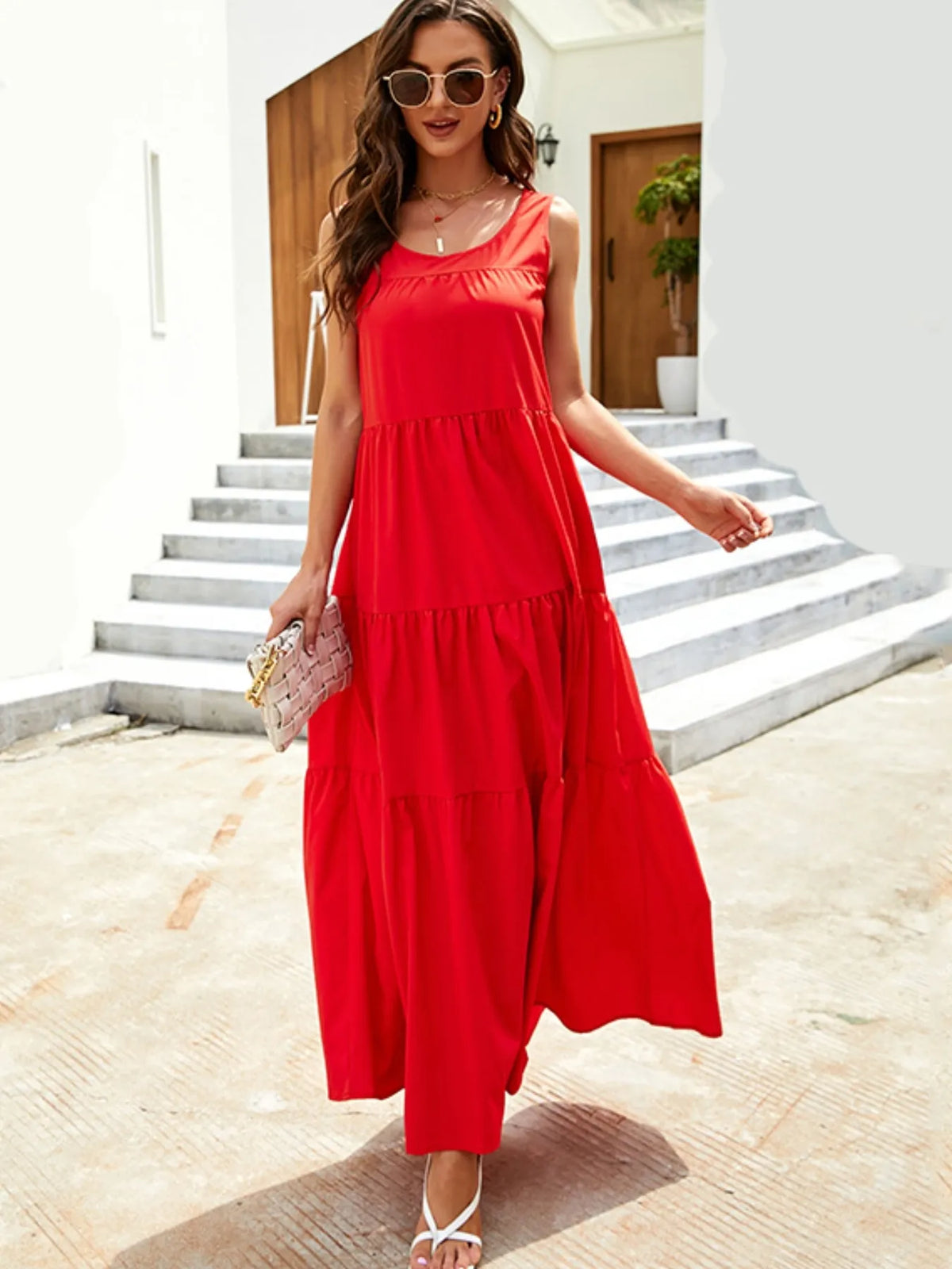 Sleeveless Tiered Maxi Tank Dress by ArtisticExpression