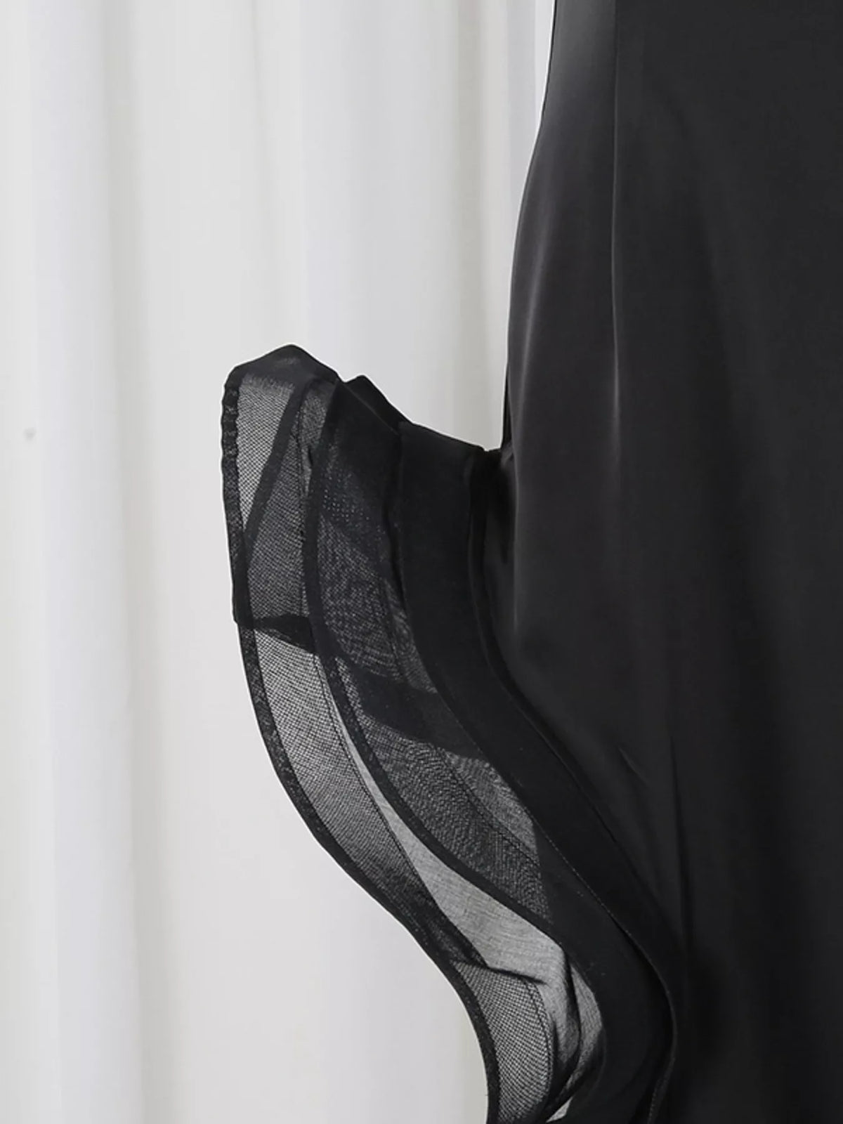 Spaghetti Strap Ruffle Slit Maxi Dress in Black