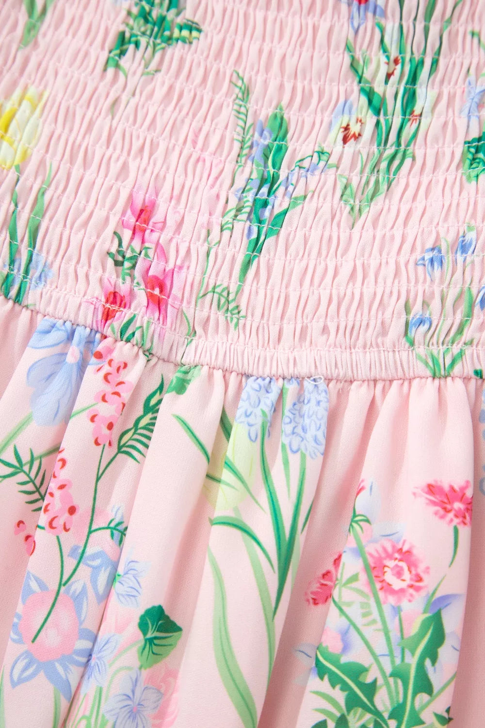 Floral Contrast-Trim Midi Dress in Dusty Pink