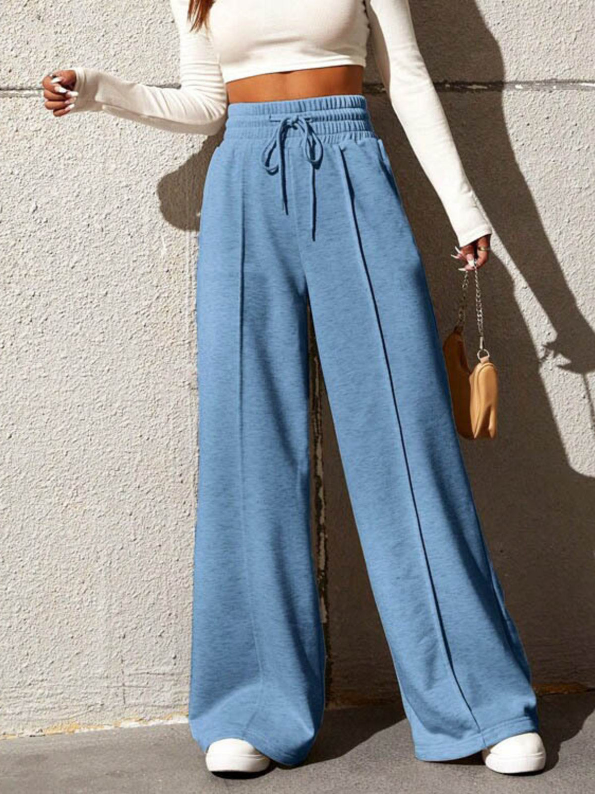 Wide Leg Drawstring Waist Pants