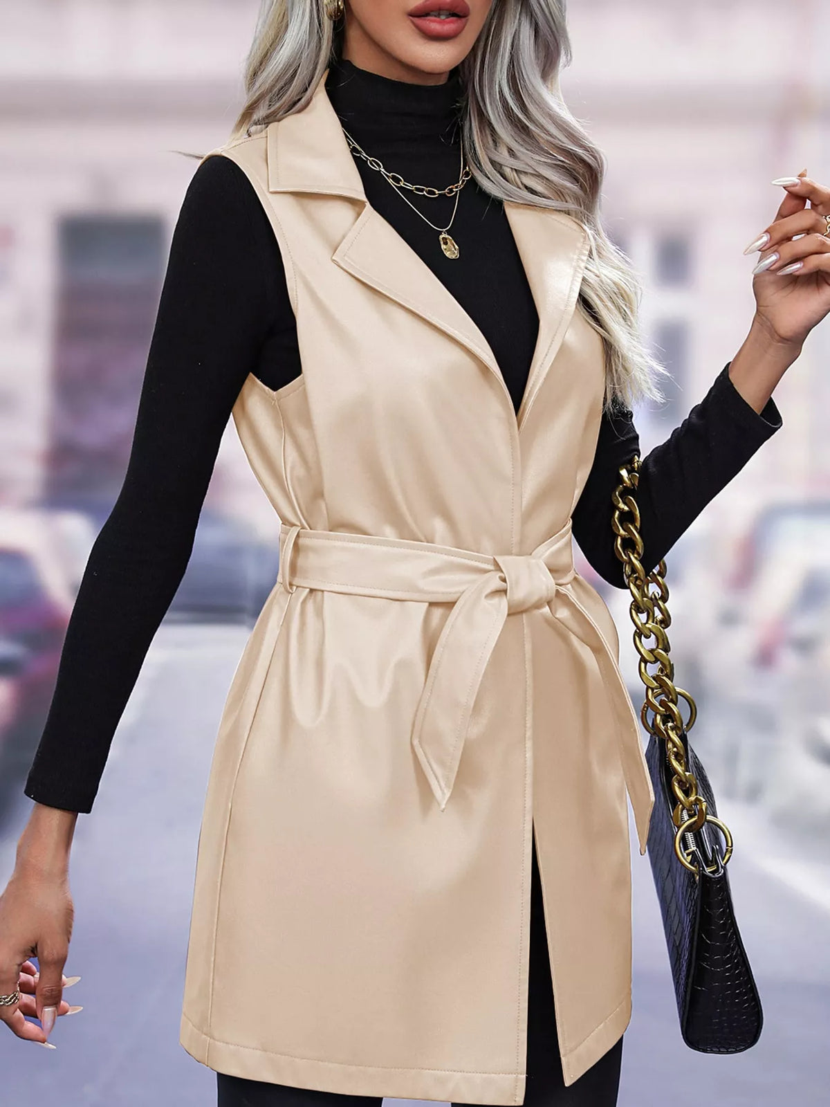 Tie-Waist Longline Vest Coat