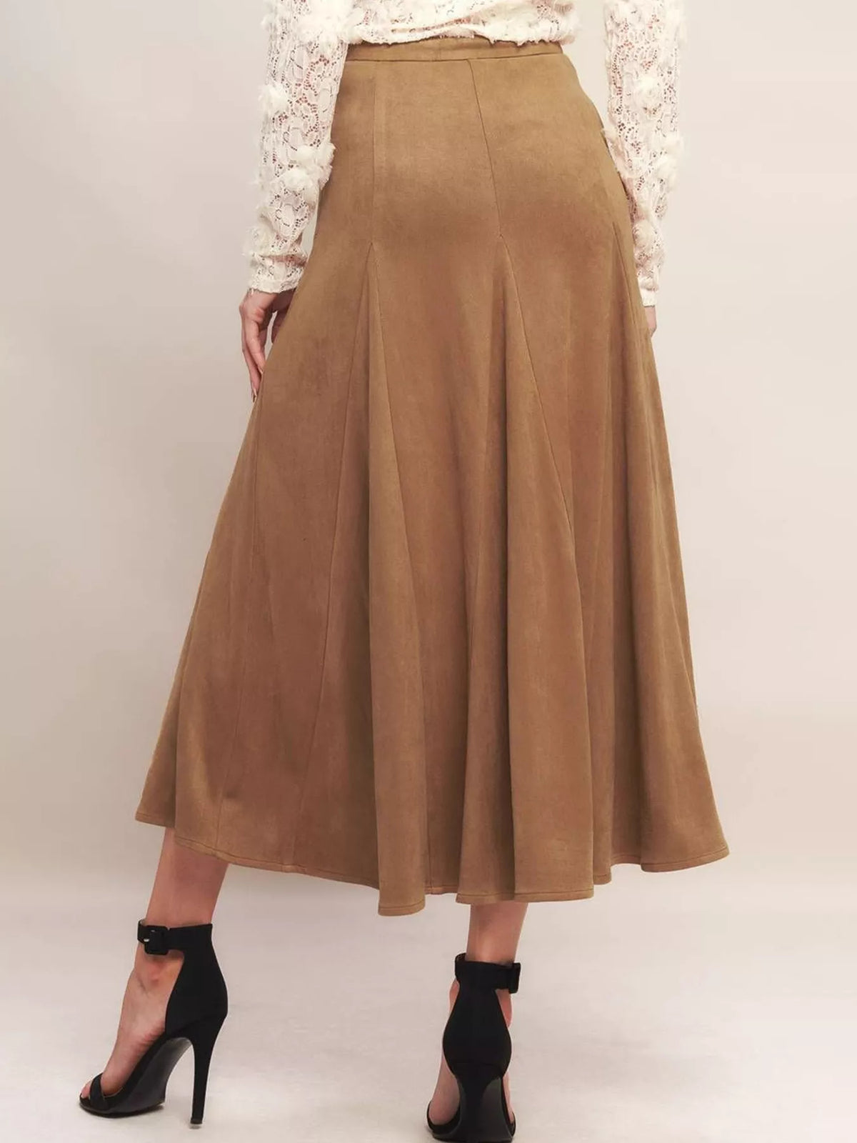 A-Line Midi Skirt in Khaki