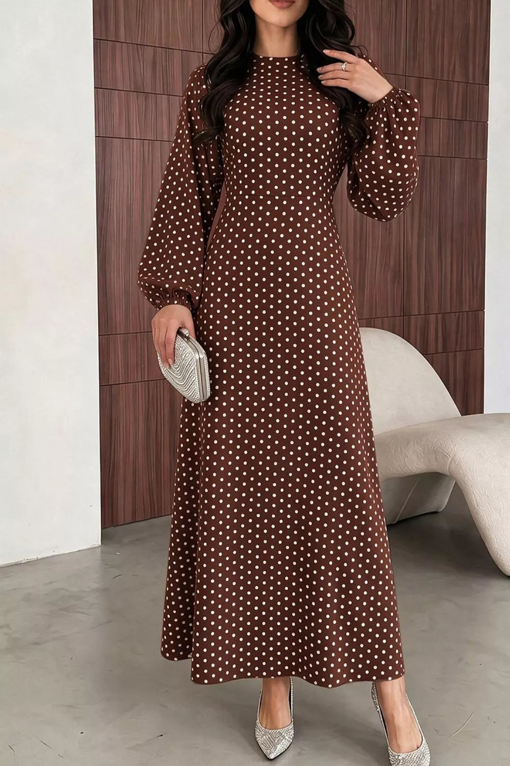 Polka Dot Tie-Waist Maxi Dress