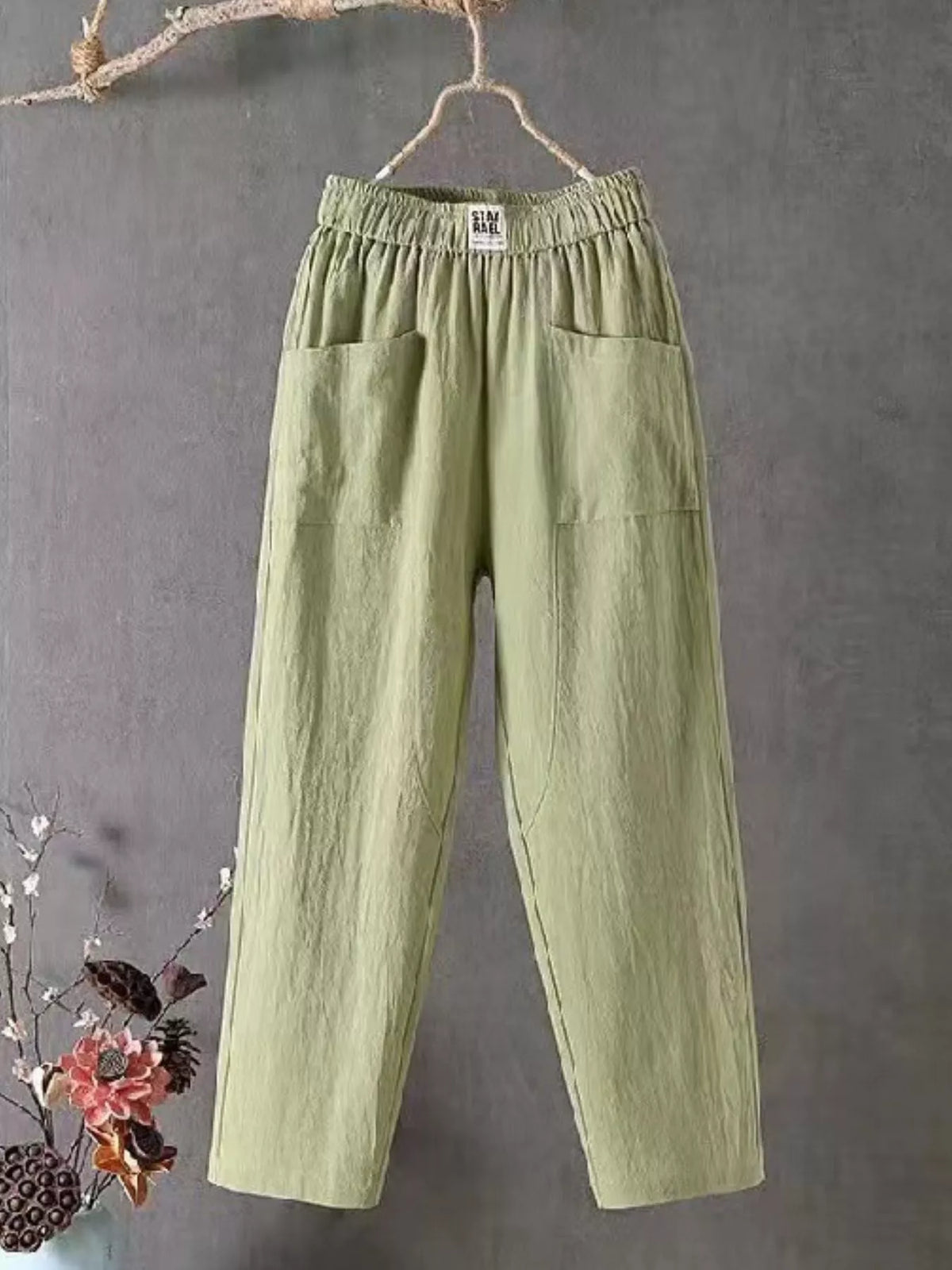 High-Waisted Elastic-Waist Harem Pants