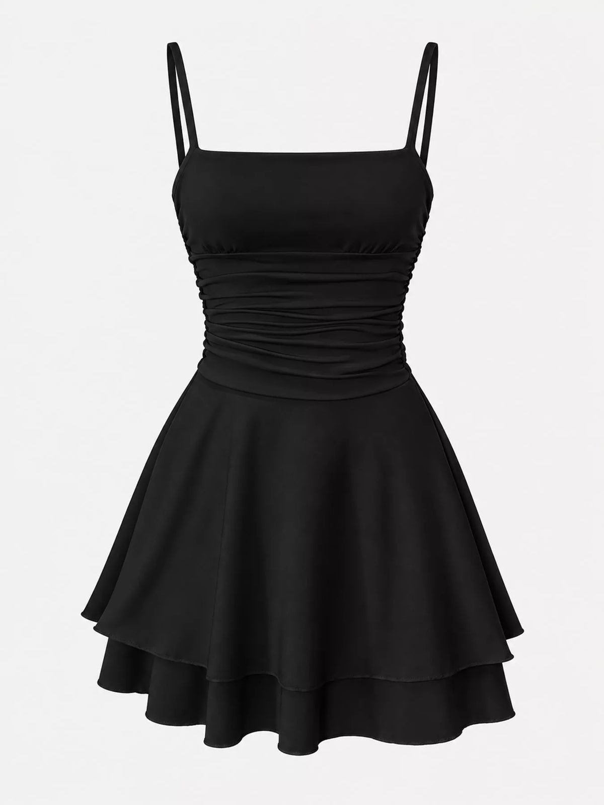 Ruched Spaghetti Strap Mini Dress