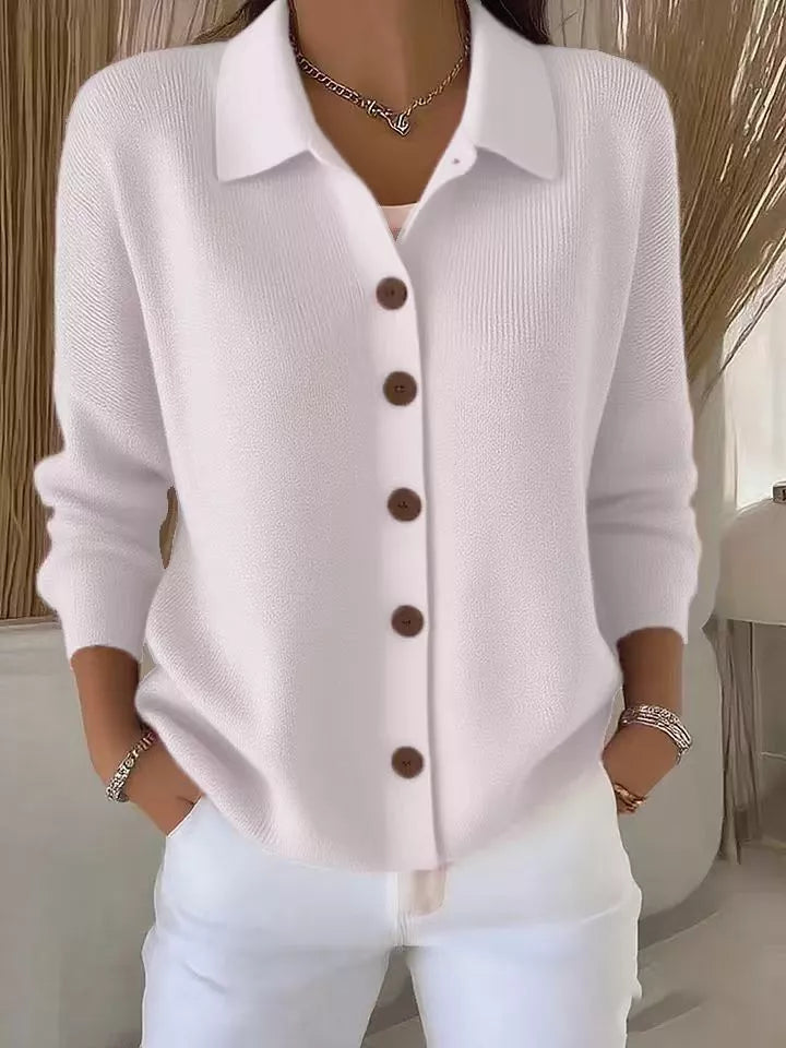 Collared Button-Down Knit Cardigan