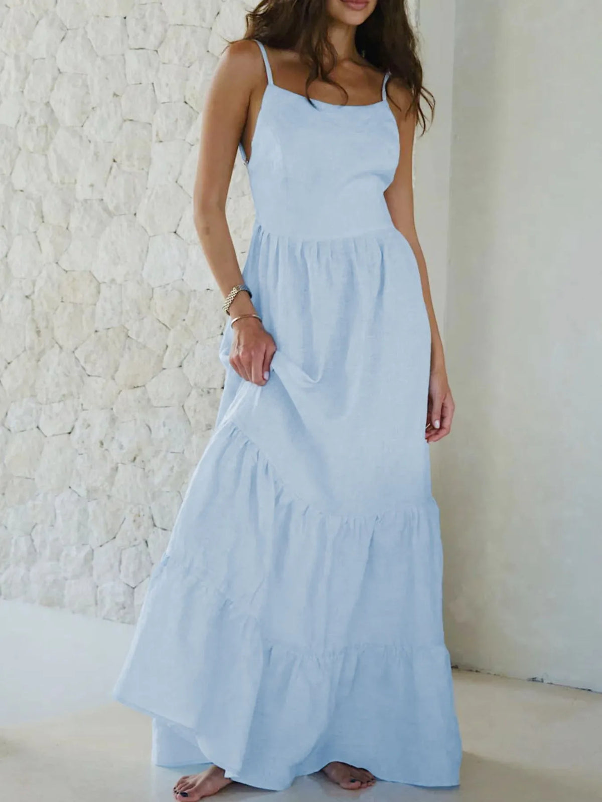 Backless Tiered Maxi Cami Dress