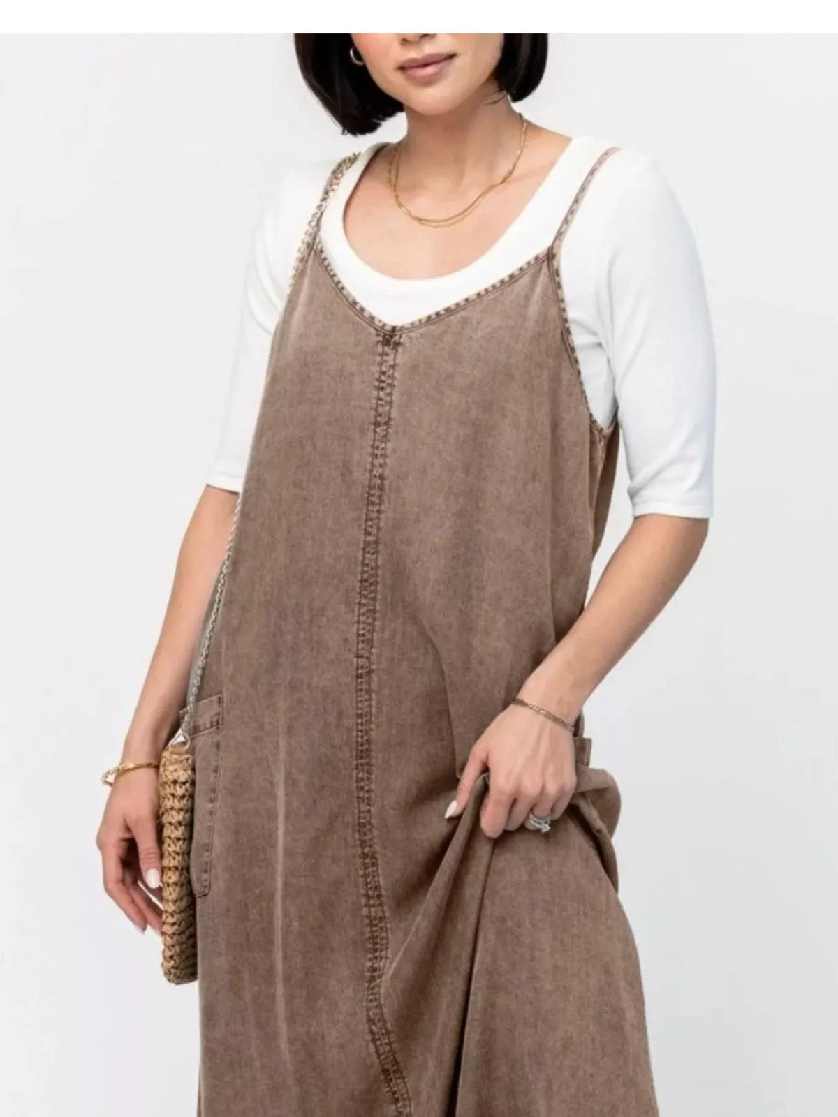 Washed Denim Cami Maxi Dress