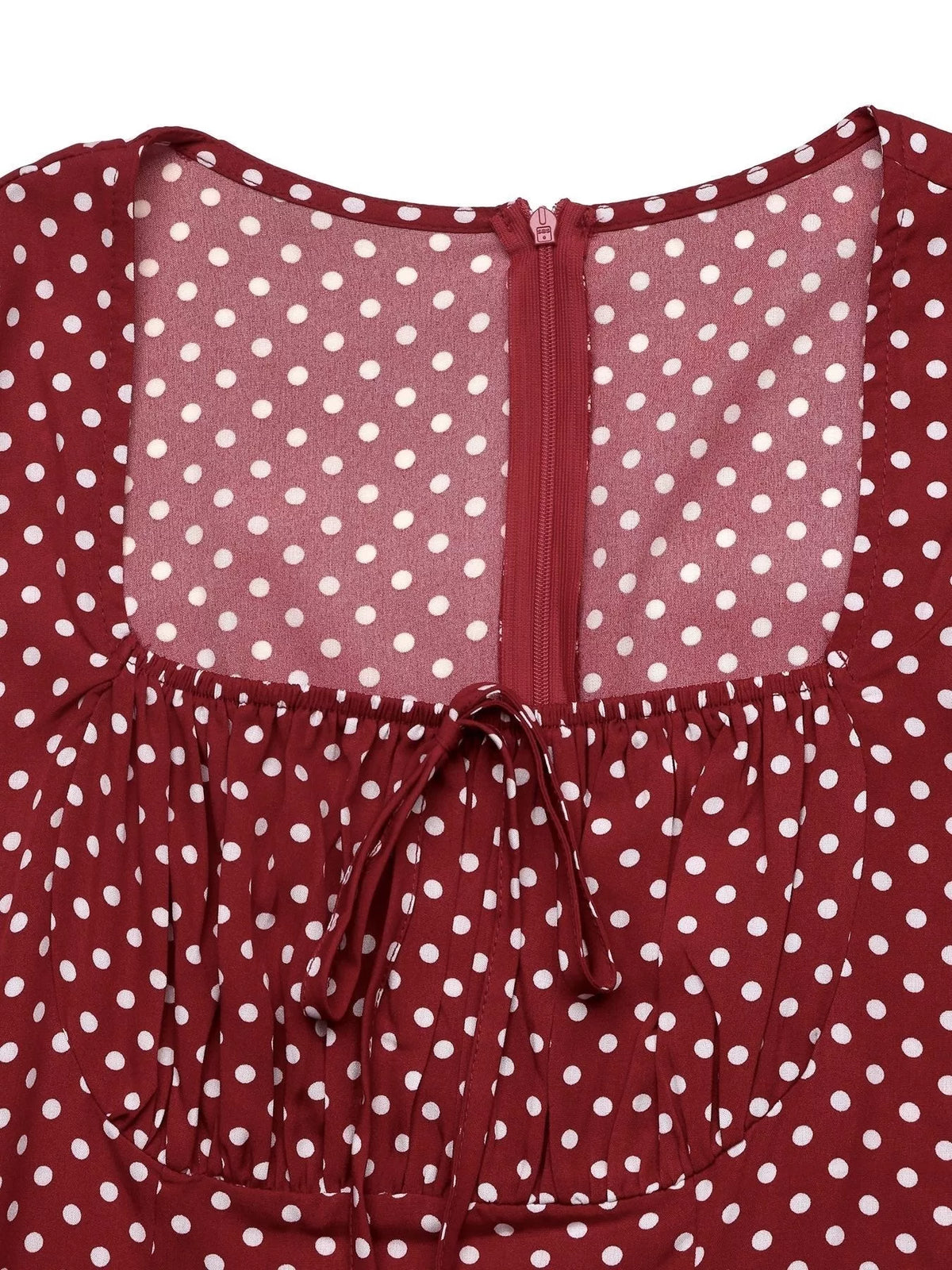 Square Neck Polka Dot Maxi Dress in Red