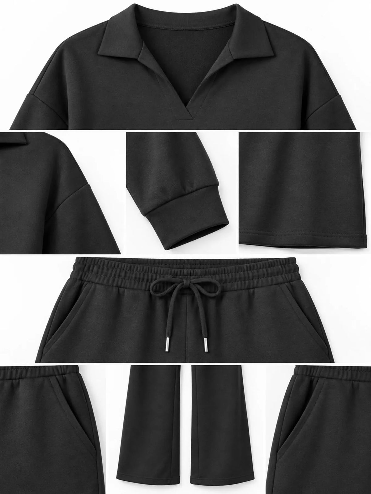 Dropped Shoulder Top and Drawstring Pant Set