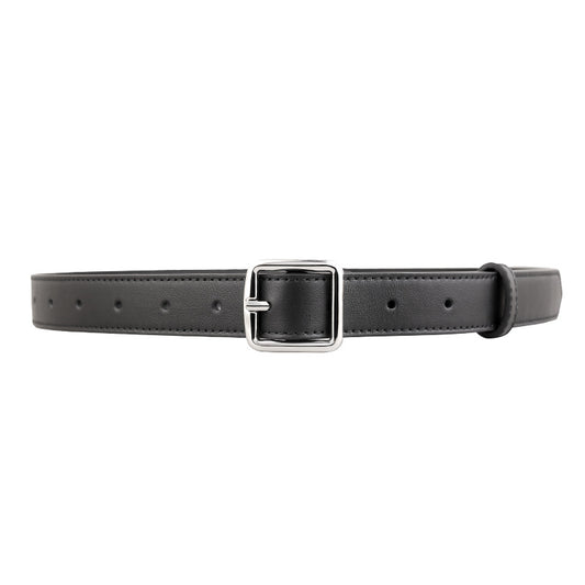 Ilussa Leather Belt with Silver Buckle — Black