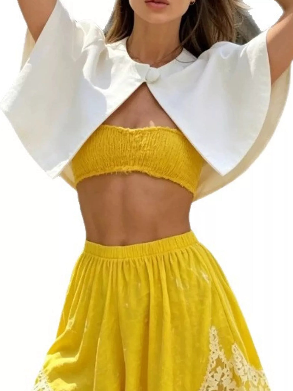 Single-Button Cropped Cape