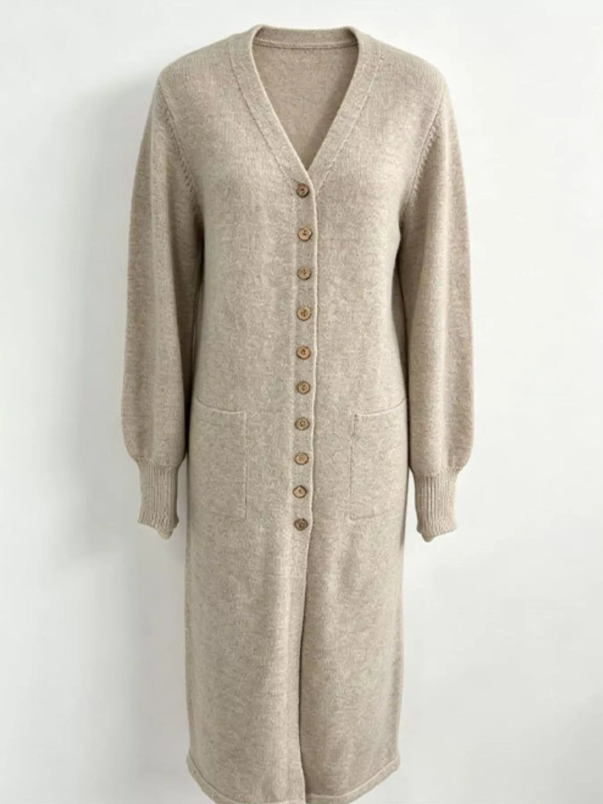 Button Front Long Sleeve Sweater Dress