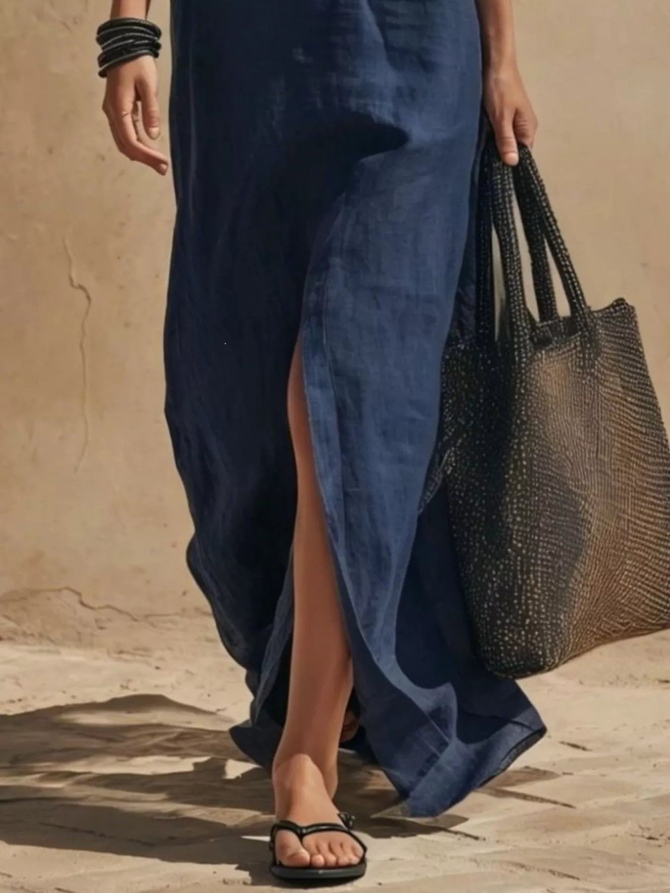 Slit-Front Spaghetti Strap Maxi Dress