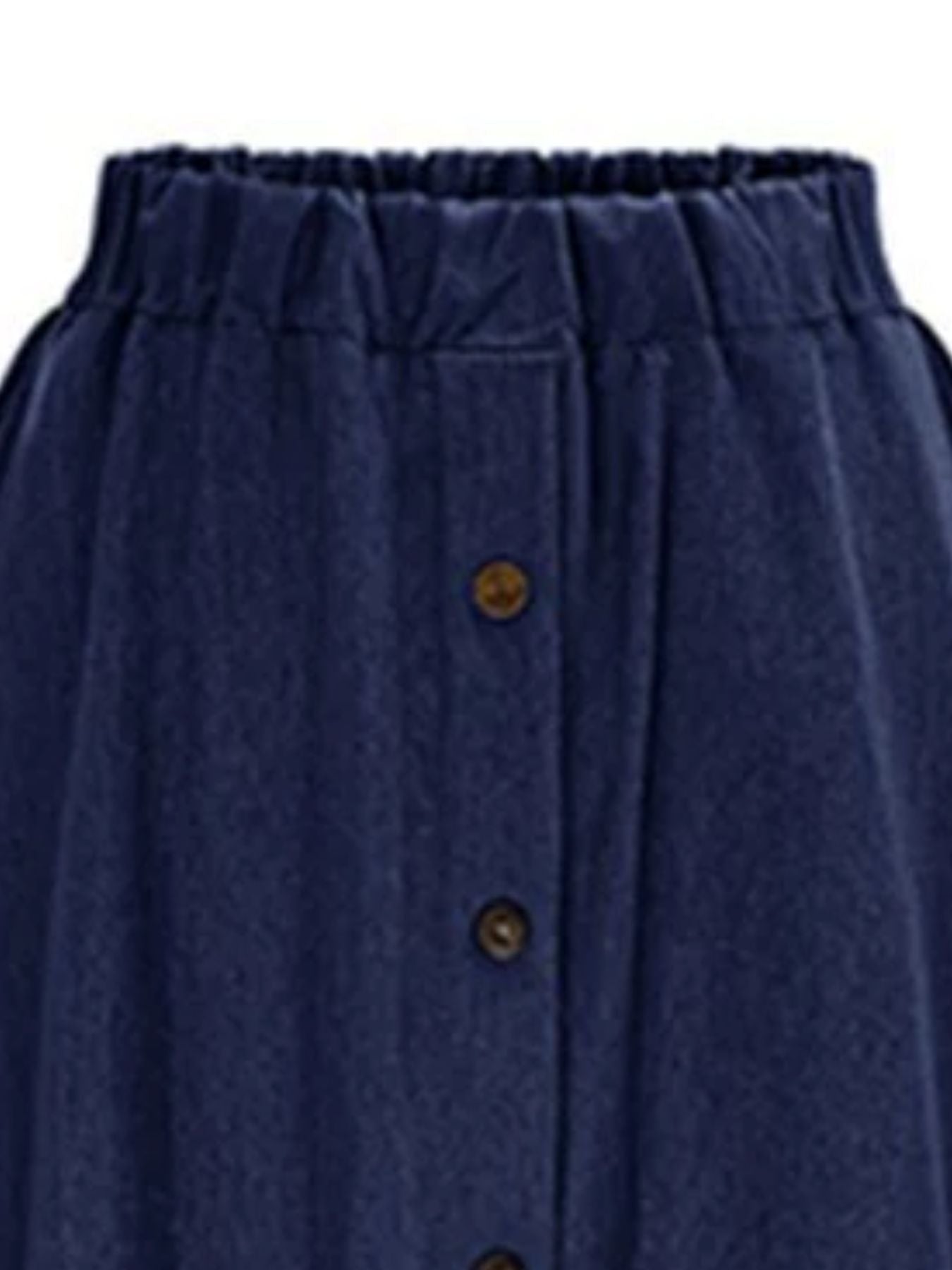 Button-Front Denim A-Line Skirt