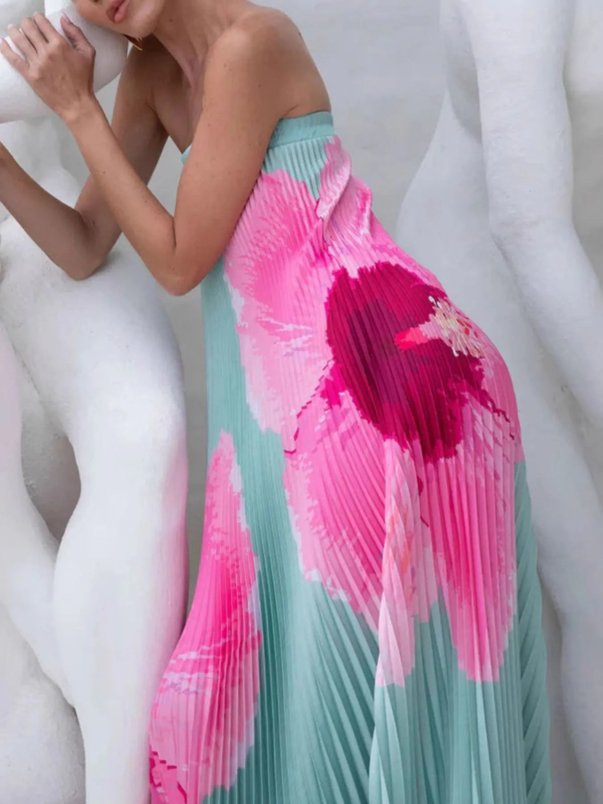 Pleated Tube Floor-Length Dress