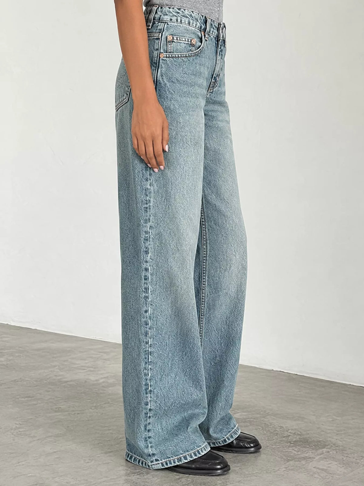 Wide-Leg Vintage Wash Jeans