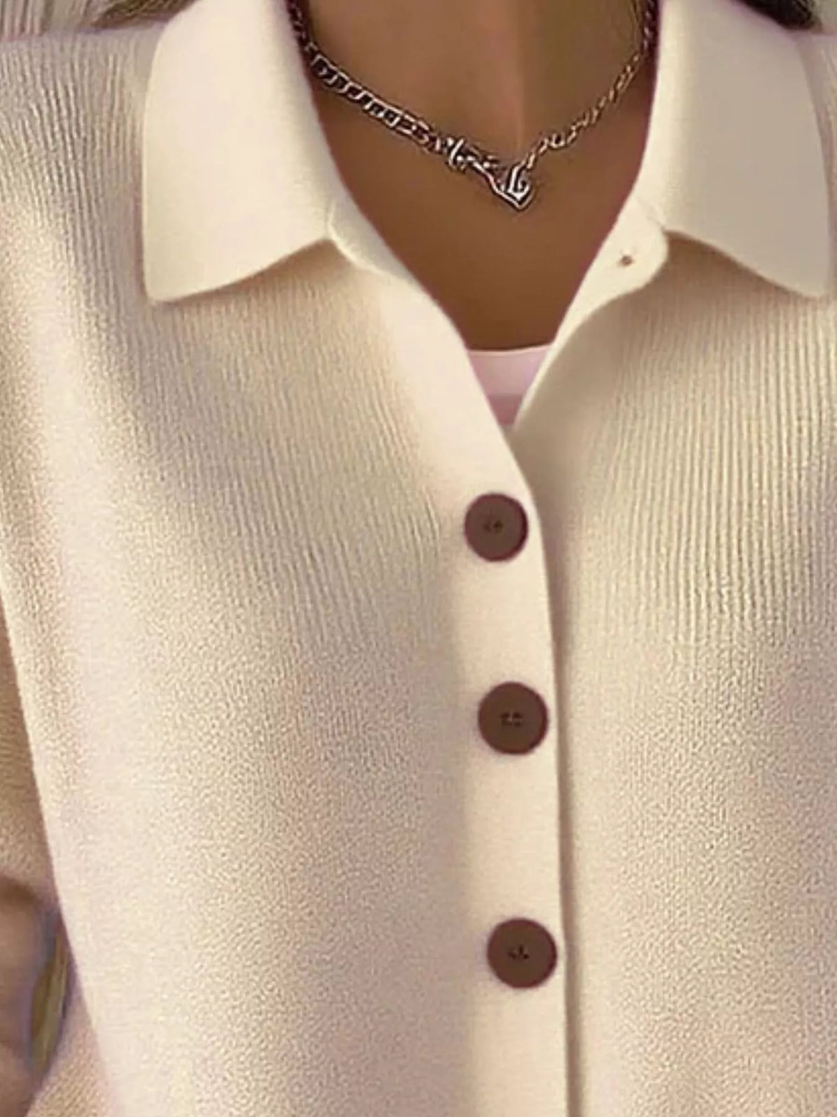Collared Button-Down Knit Cardigan