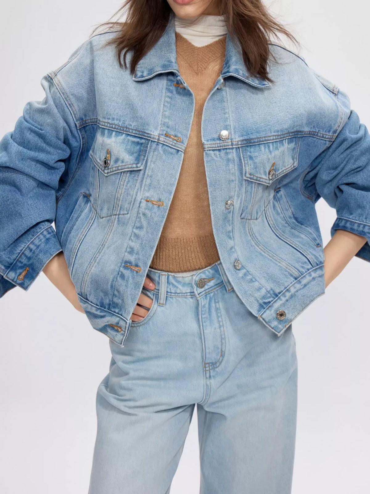 Blue Oversized Dropped Shoulder Denim Jacket