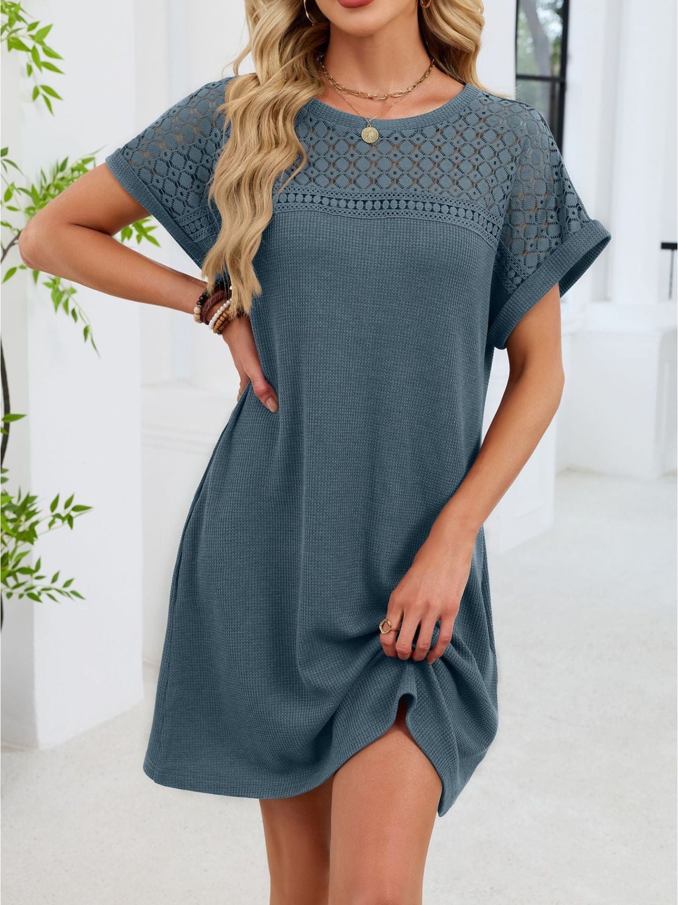 Lace Cutout T-Shirt Dress