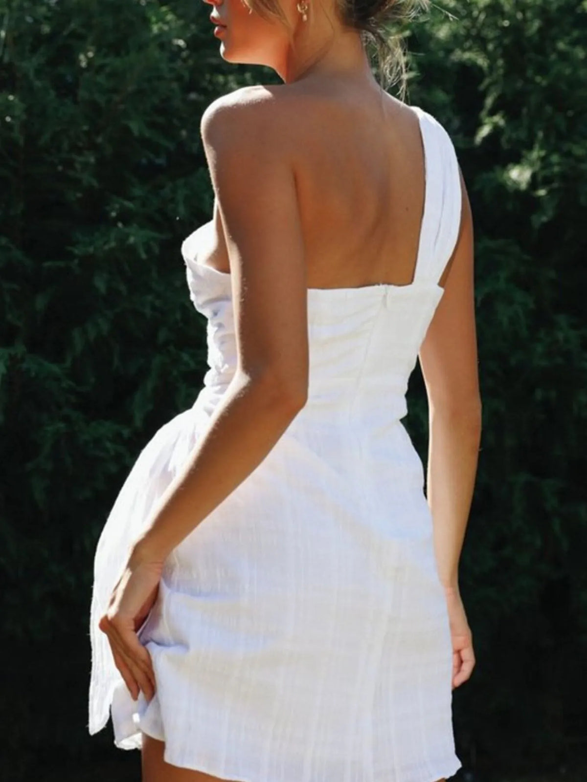 Ruched One-Shoulder Mini Dress