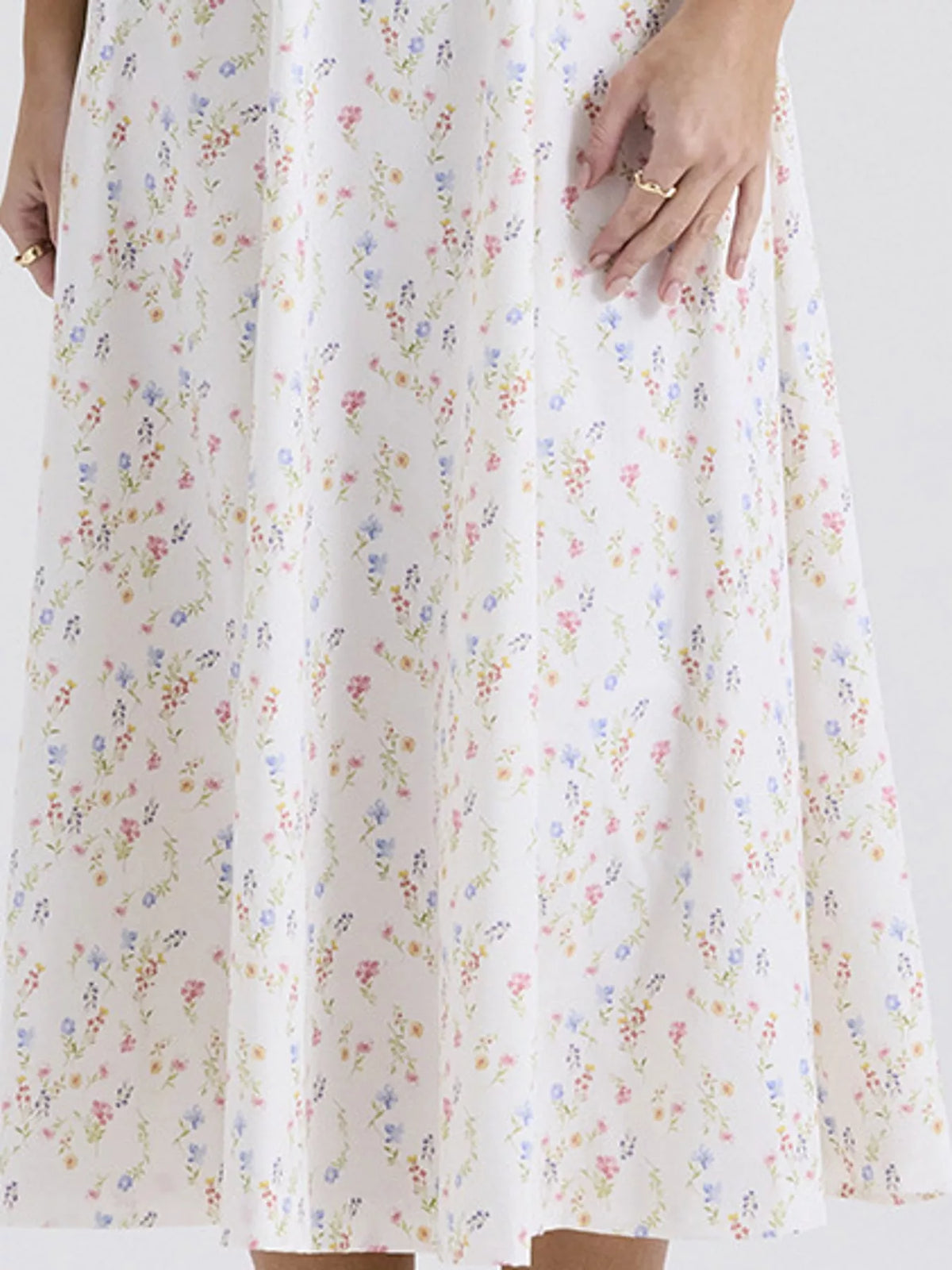 Floral Spaghetti Strap Midi Dress in White