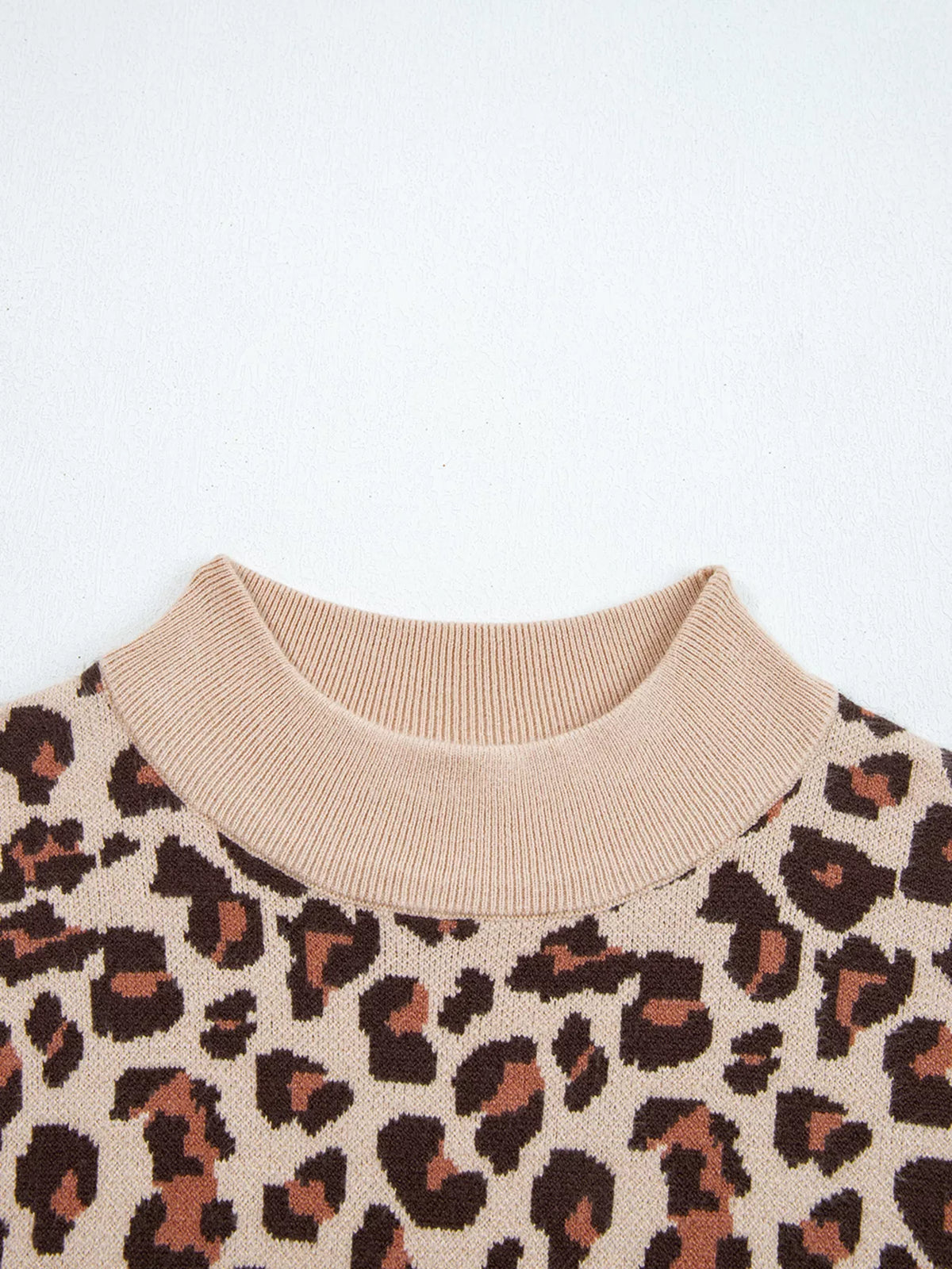 Leopard Print High-Neck Shift Mini Dress
