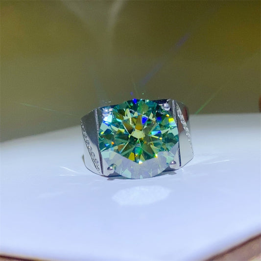 Silver moissanite signet ring - Ilussa