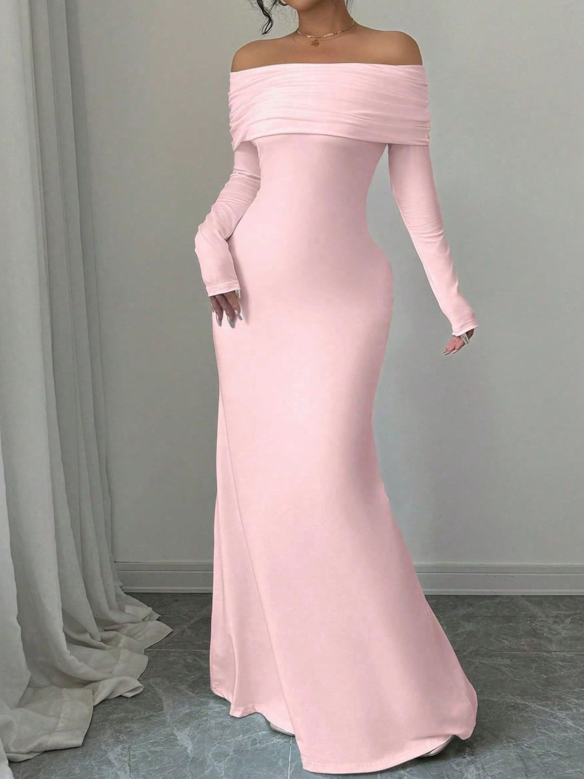 Off-Shoulder Cutout Bodycon Maxi Dress