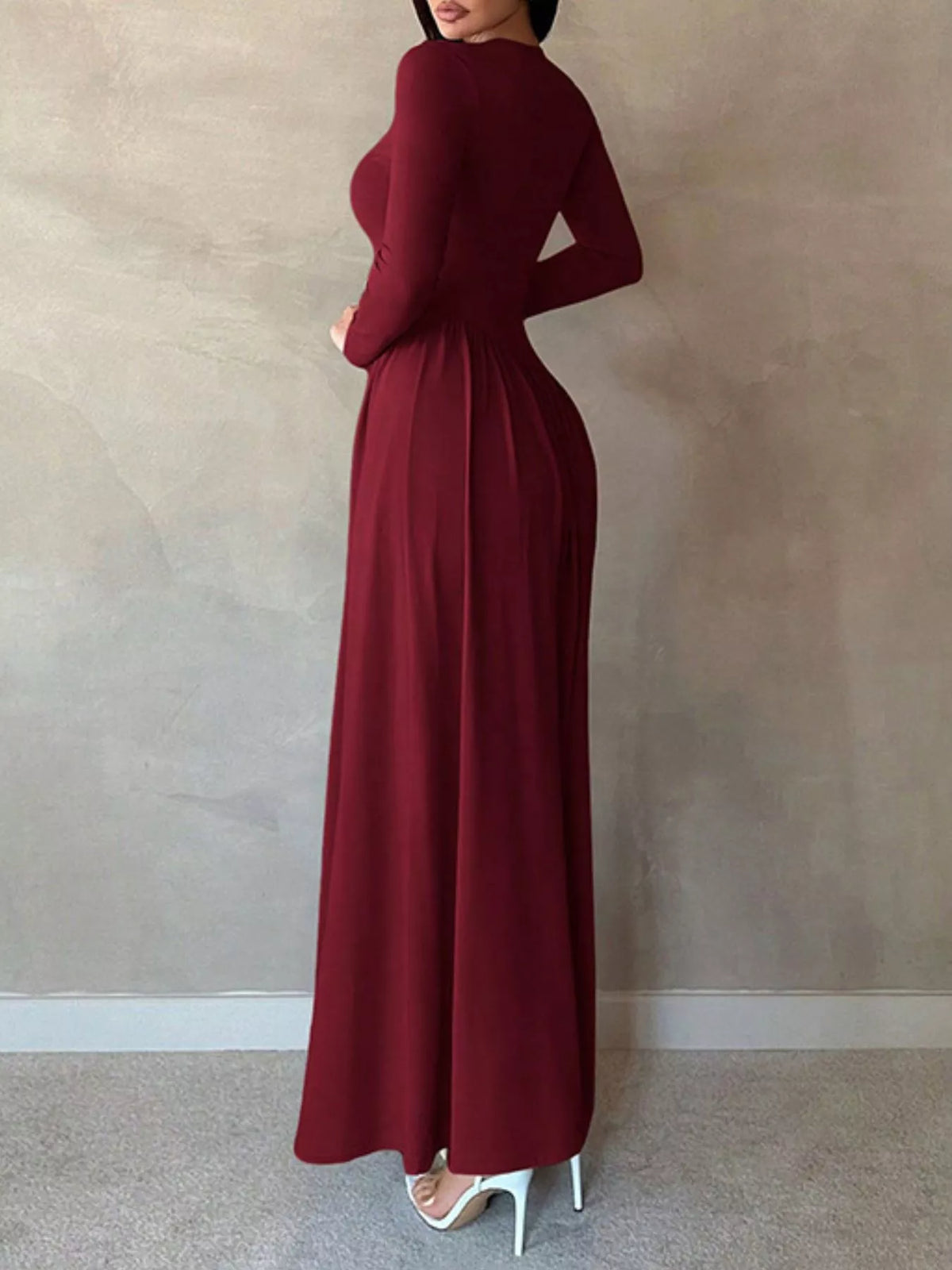 Long Sleeve Ruched A-Line Maxi Dress by Calliope