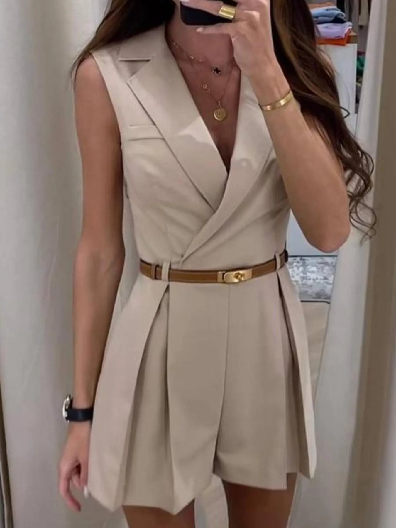 Sleeveless Surplice Romper