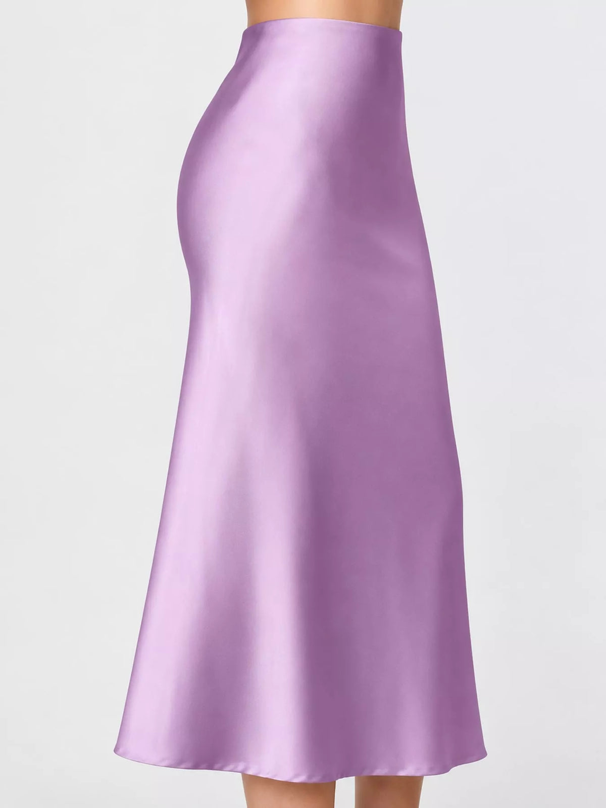 High-Waisted Satin Midi Skirt