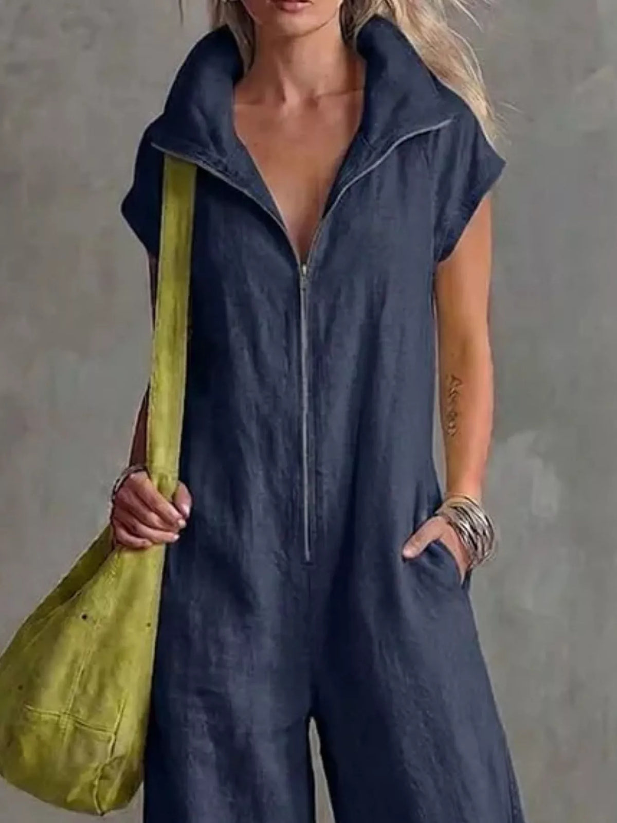 Zip Front Sleeveless Jumpsuit