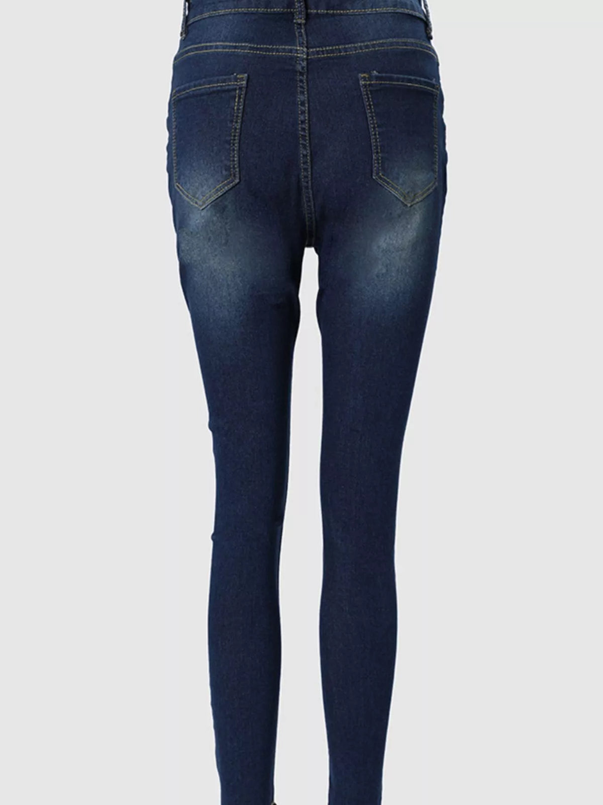 Zipper Front Skinny Jeans in Dark Blue