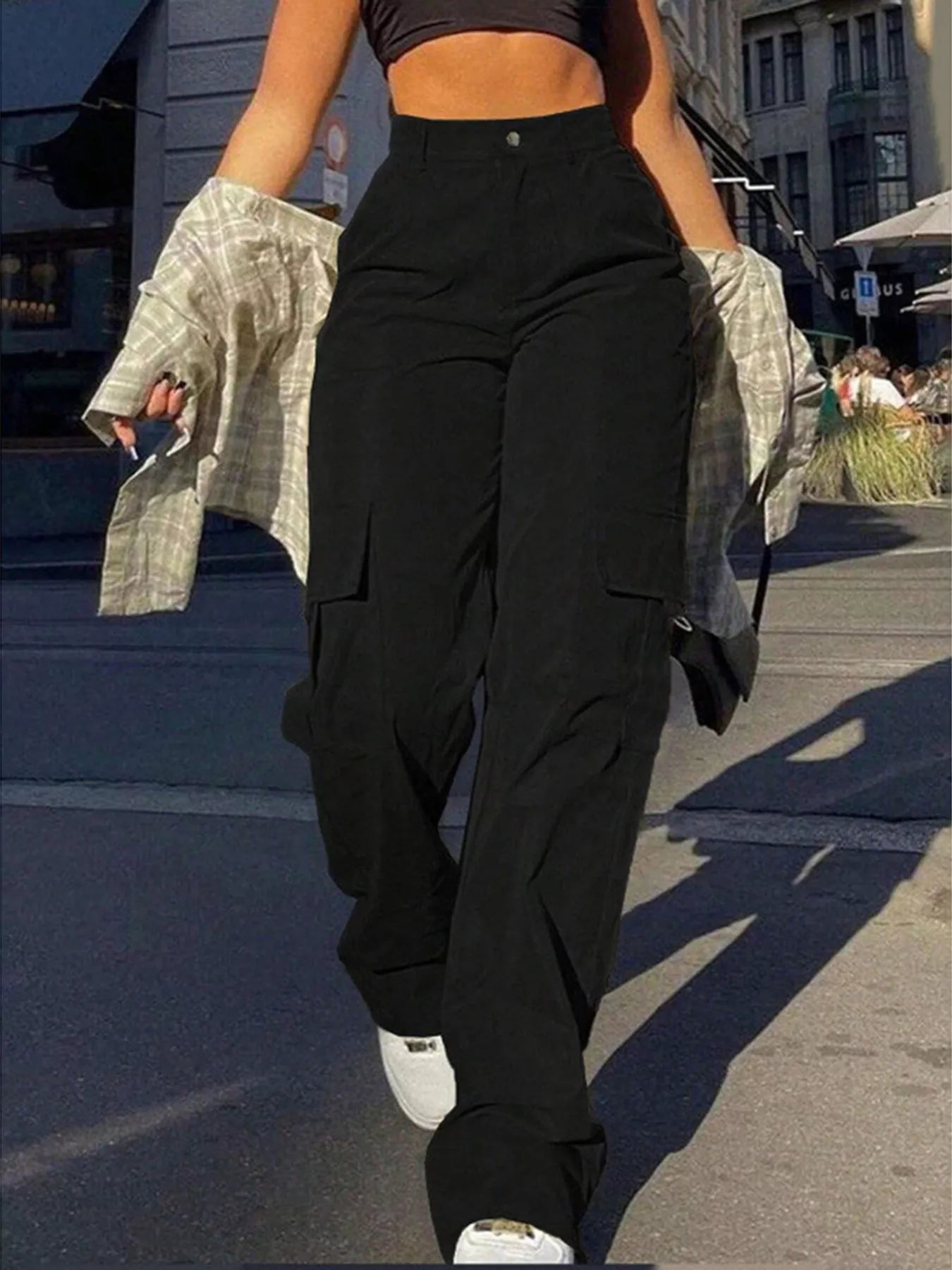 High-Waisted Cargo Pants, Plus Size
