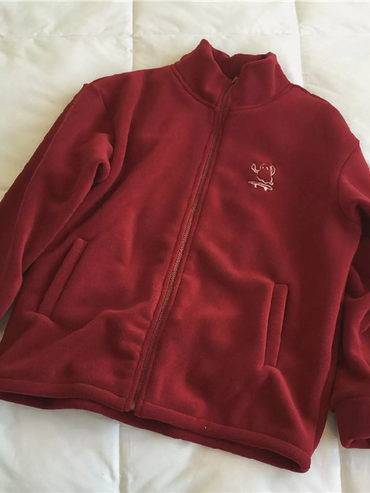 Embroidered Fleece Stand-Collar Jacket