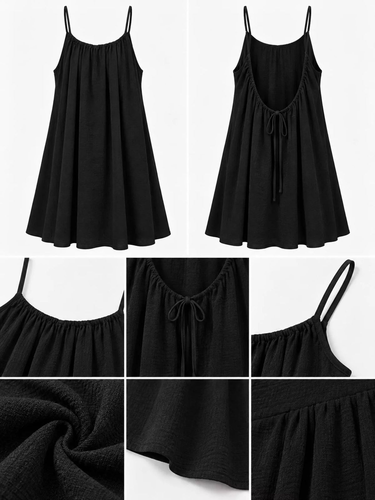 Backless Spaghetti Strap A-Line Mini Dress