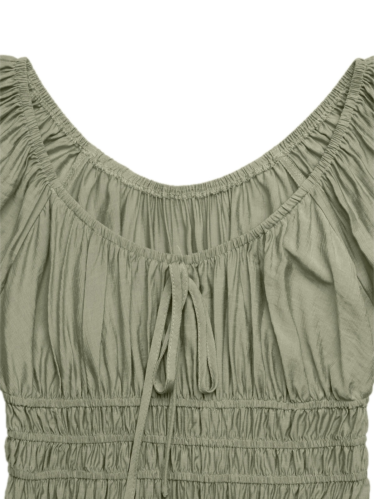 Smocked Waist Puff Sleeve Maxi Dress in Green